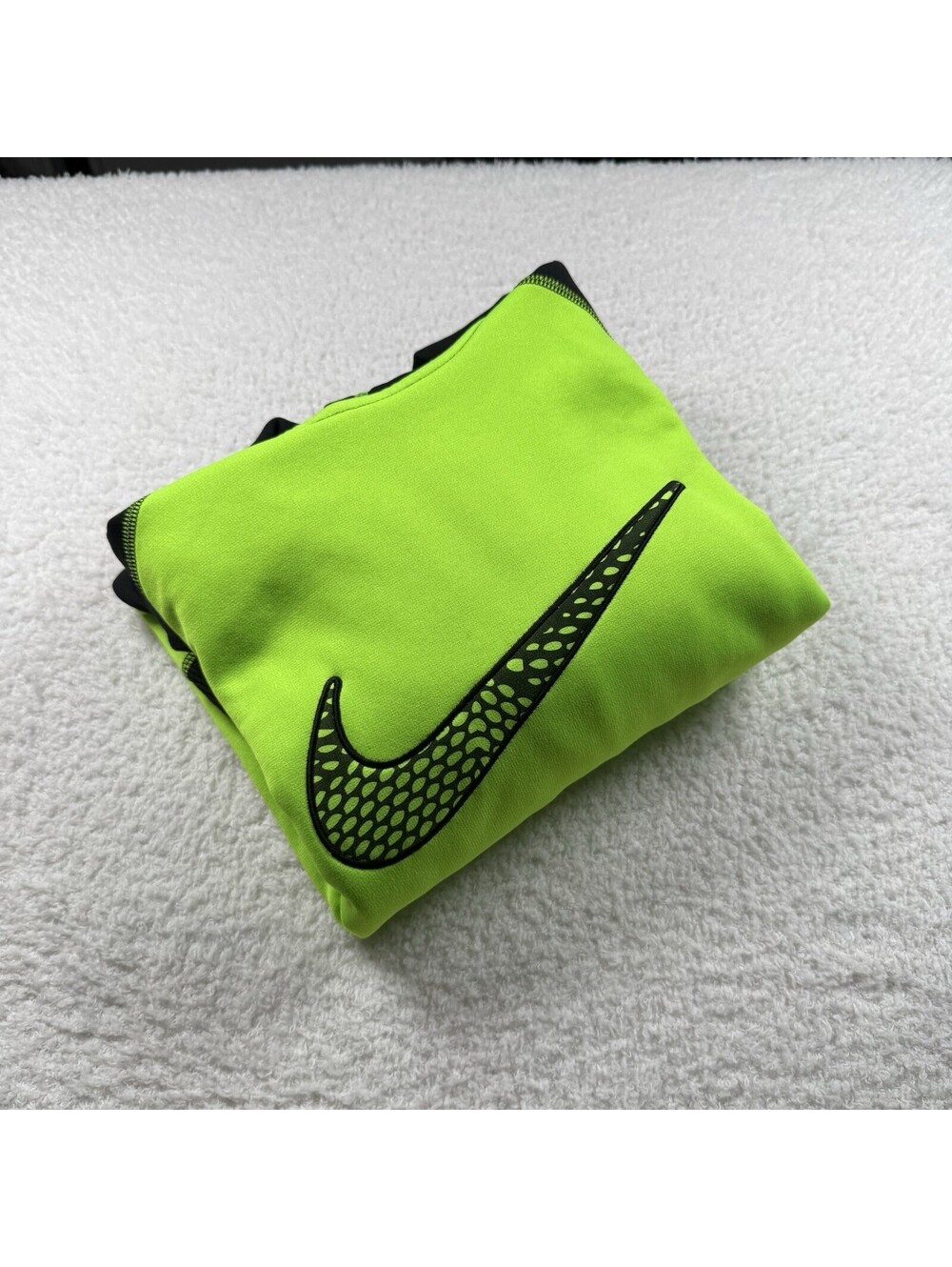 Nike Women’s L Therma-FIT Hoodie Volt Green Black Swoosh Pullover 540250